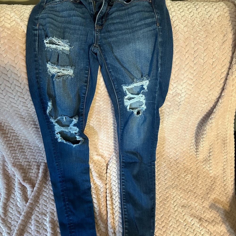 American Eagle Outfitters Ripped Blue Skinny Jeans